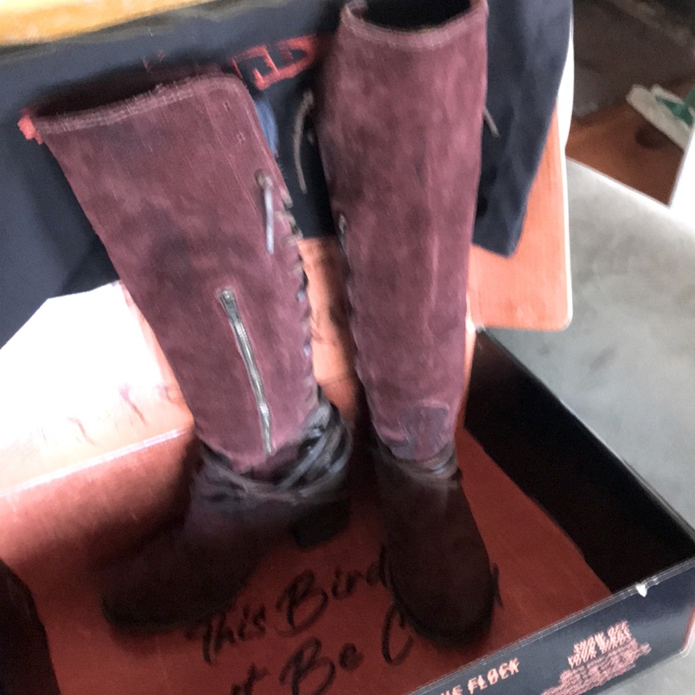 Free-bird, Coal boots Burgundy Suede and brown Leather, Great used condition!